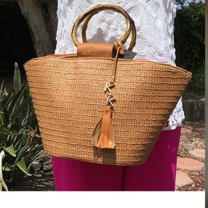 Kendall + Kylie off white medium straw tote